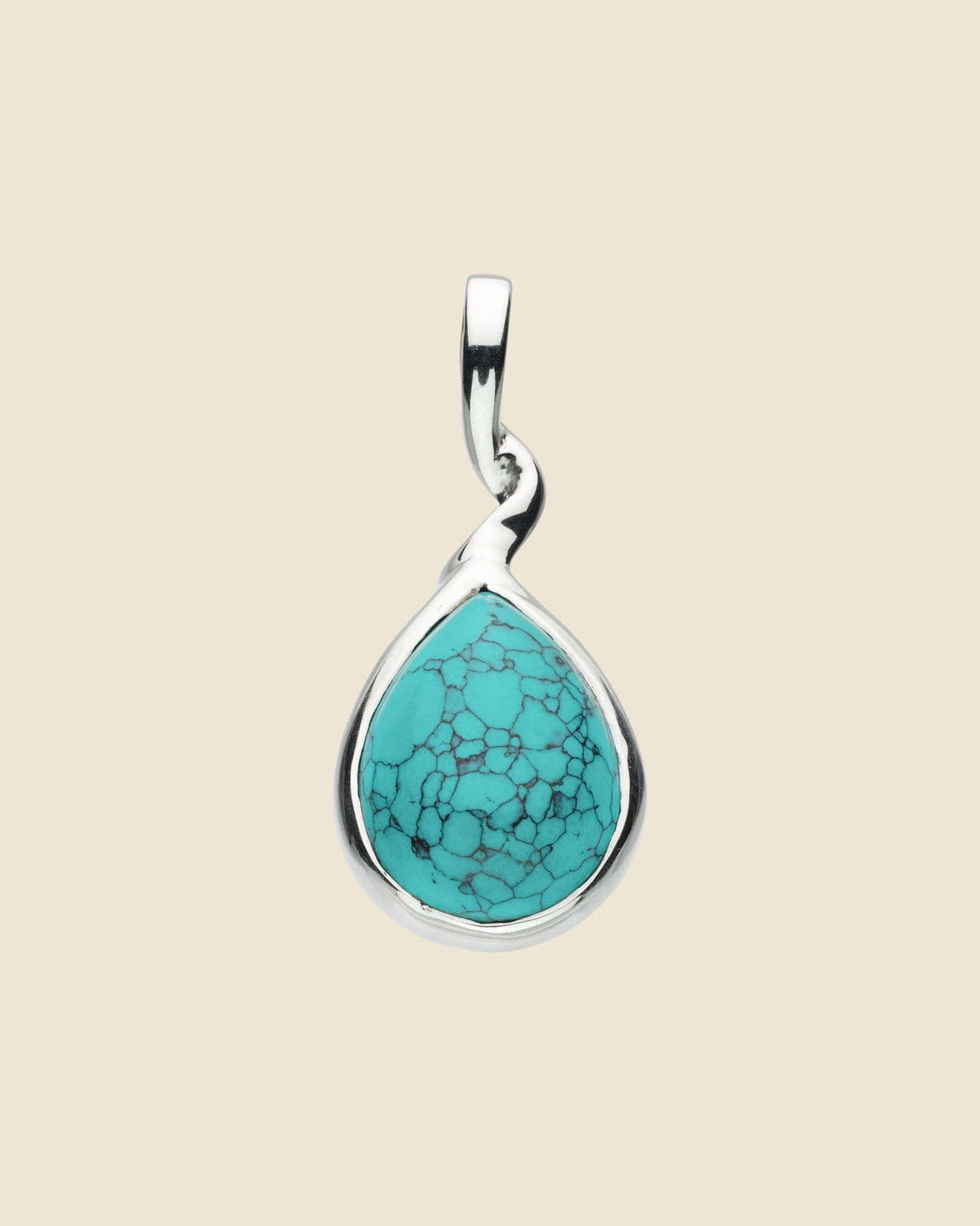 Sterling Silver and Gemstone Twisted Teardrop Pendant