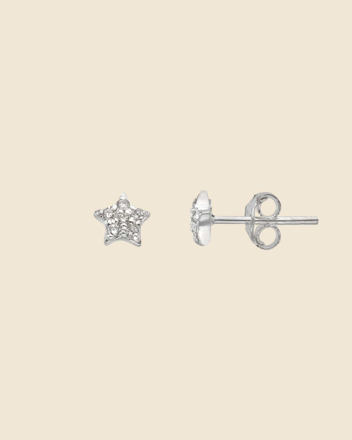 Sterling Silver and Cubic Zirconia Tiny Star Studs
